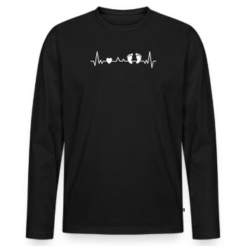 Annonce de battement de cœur de pieds de bébé Grossesse - T-shirt manches longues Premium bio Homme - noir - Devant - Nico (187cm)