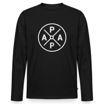 Papa Schild Design von Tochter Sohn zum Vatertag - Männer Premium Bio Langarmshirt - Schwarz - Vorne - Nico (187cm)