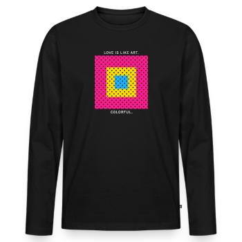 Love Is Like Art - Colorful - LGBTQ Pansexual Pride - Men's Premium Organic Long Sleeve Shirt - black - Front - Nico (187cm)