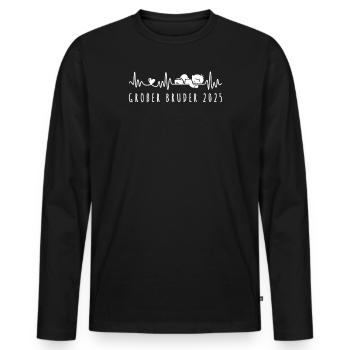 Ich Werde großer Bruder 2025 Herzschlag Baby - Männer Premium Bio Langarmshirt - Schwarz - Vorne - Nico (187cm)