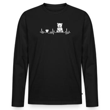 Teddy Bear Heartbeat pour jouet en peluche Fan de jouets en peluche - T-shirt manches longues Premium bio Homme - noir - Devant - Nico (187cm)