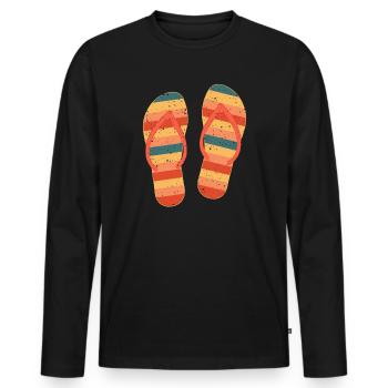 Sommer Vibes Mit Flip Flops Strand Top - Männer Premium Bio Langarmshirt - Schwarz - Vorne - Nico (187cm)