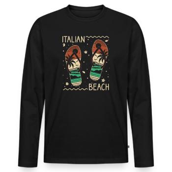 Italian Beach With Flip Flops Summer Top - Men's Premium Organic Long Sleeve Shirt - black - Front - Nico (187cm)