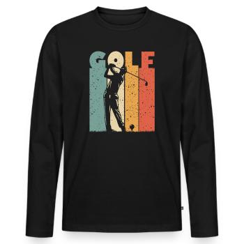 Golfer Abschlag Vintage Golfclub Männer Jungs Golf - Männer Premium Bio Langarmshirt - Schwarz - Vorne - Nico (187cm)