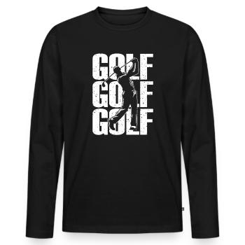 Golf Golfer Tee-Off für Männer und Jungen Vintage - Männer Premium Bio Langarmshirt - Schwarz - Vorne - Nico (187cm)