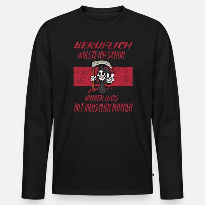 Beruflich Sensenmann - Männer Premium Bio Langarmshirt - Schwarz