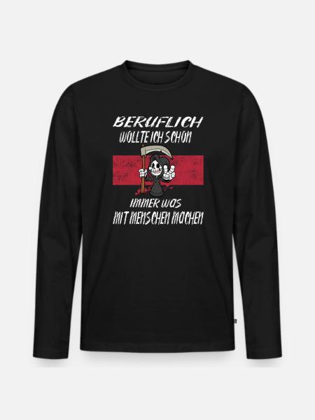 Beruflich Sensenmann - Männer Premium Bio Langarmshirt - Schwarz