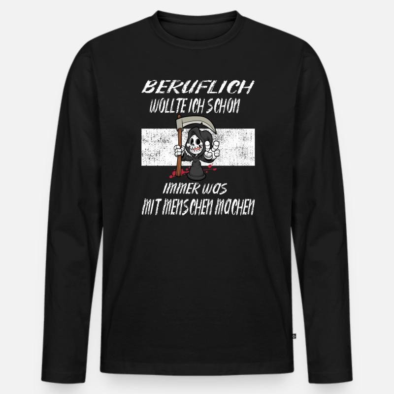 Beruflich Sensenmann - Männer Premium Bio Langarmshirt - Schwarz