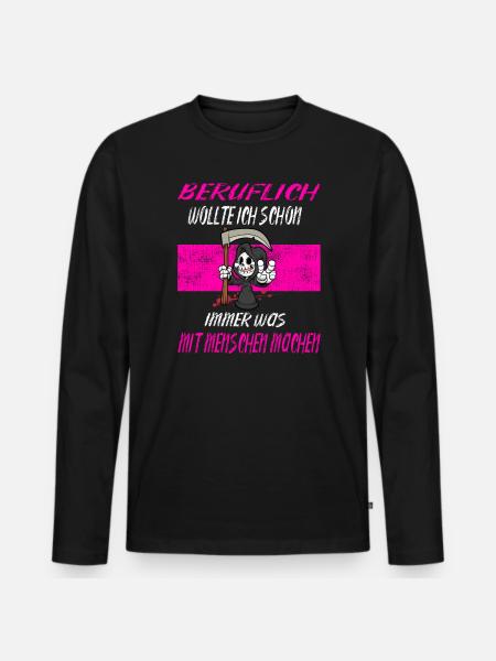 Beruflich Sensenmann - Männer Premium Bio Langarmshirt - Schwarz