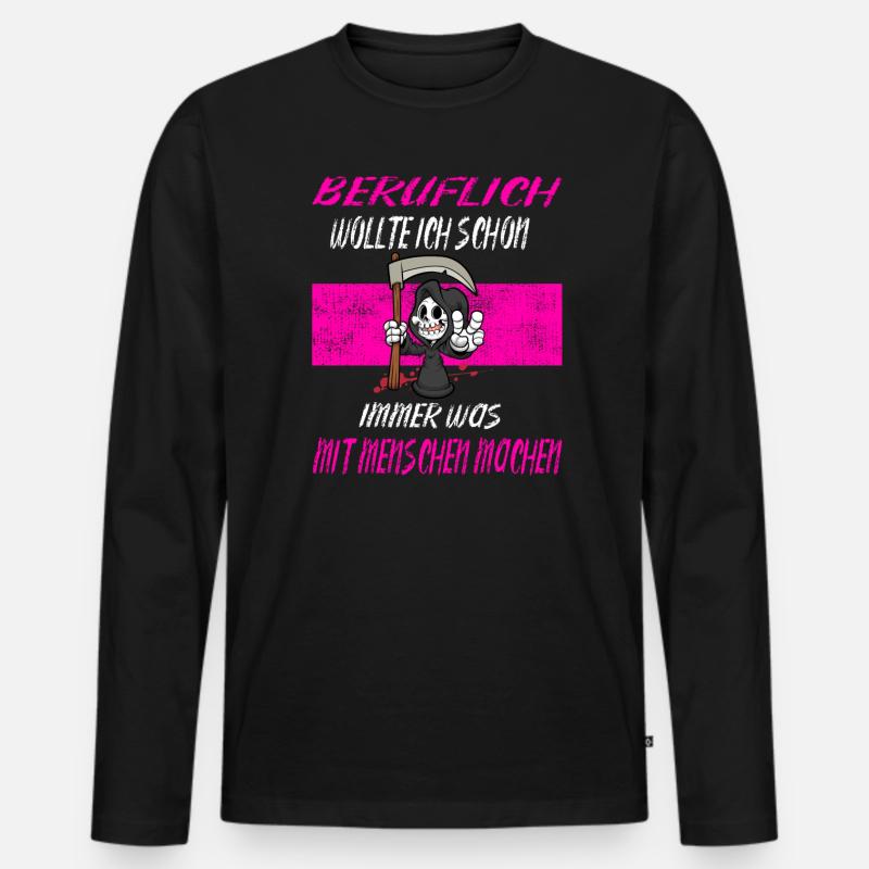 Beruflich Sensenmann - Männer Premium Bio Langarmshirt - Schwarz