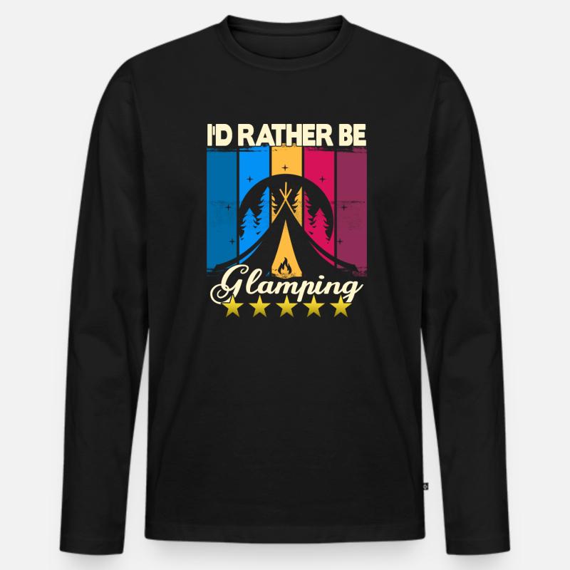 I'd rather be Glamping - Männer Premium Bio Langarmshirt - Schwarz