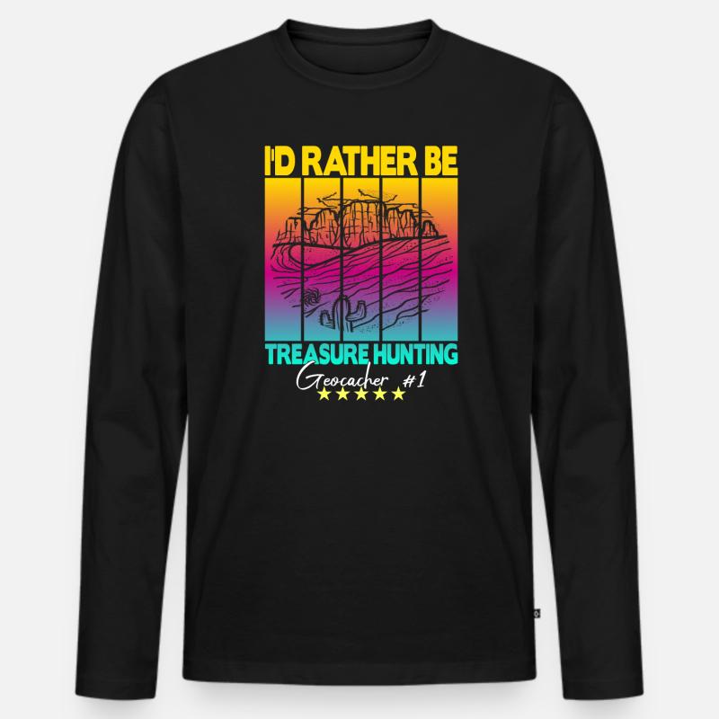 Geocaching Geocacher Spruch - Männer Premium Bio Langarmshirt - Schwarz