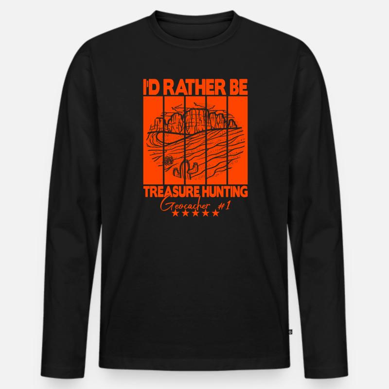Geocaching Geocacher Spruch - Männer Premium Bio Langarmshirt - Schwarz