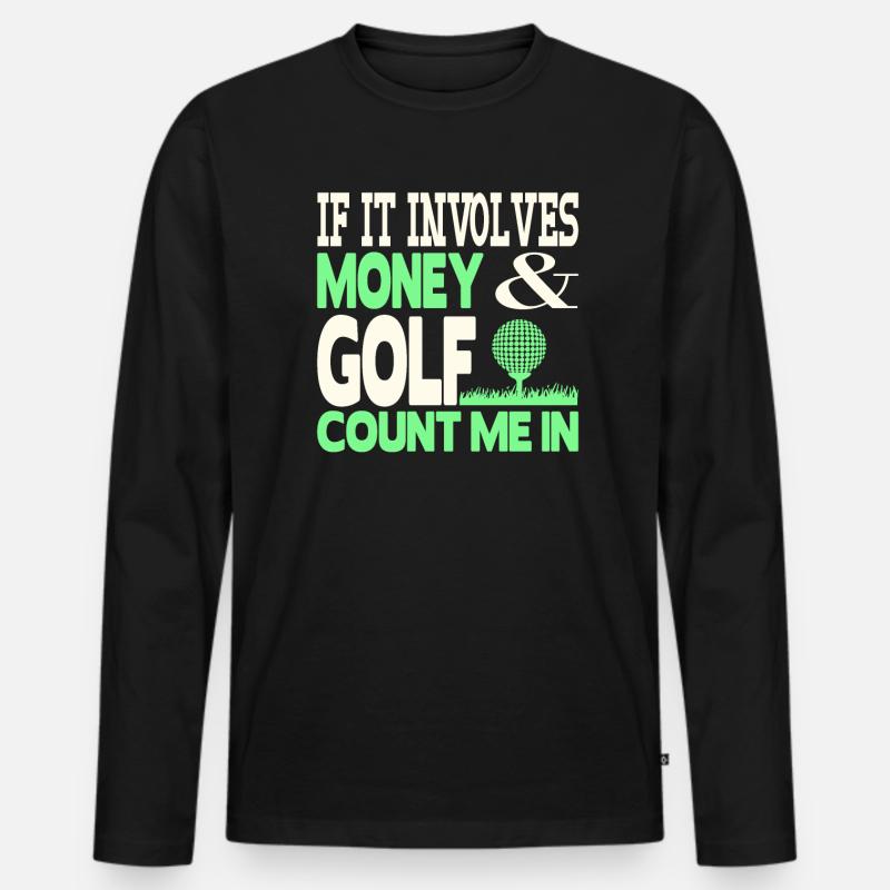 Geld und Golf - Männer Premium Bio Langarmshirt - Schwarz