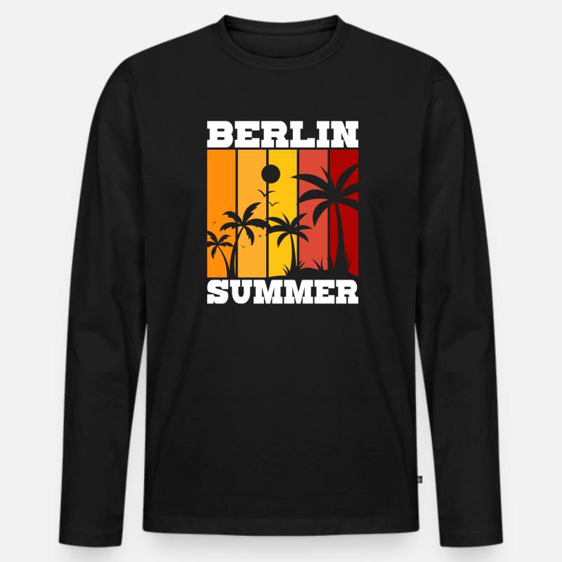 Berlin Summer - Männer Premium Bio Langarmshirt - Schwarz