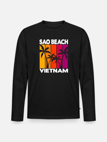 Sao Beach Vietnam - Männer Premium Bio Langarmshirt - Schwarz