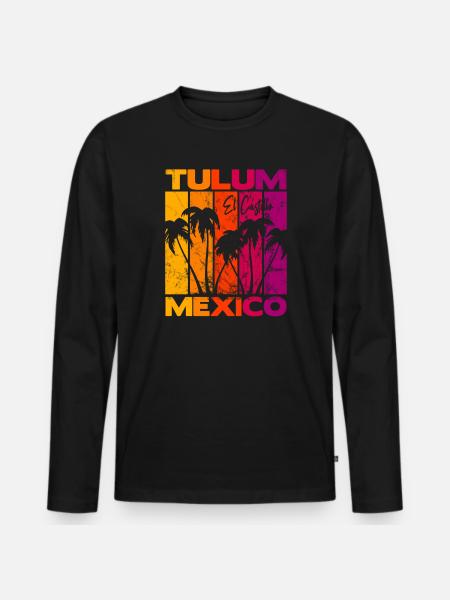 Tulum El Castillo Mexico - Men's Premium Organic Long Sleeve Shirt - black