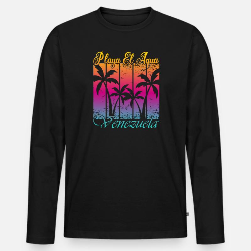 Playa El Aqua Venezuela - Männer Premium Bio Langarmshirt - Schwarz
