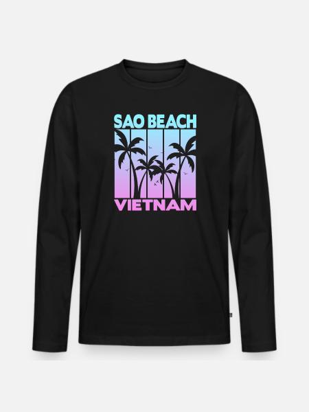 Sao Beach Vietnam - Männer Premium Bio Langarmshirt - Schwarz