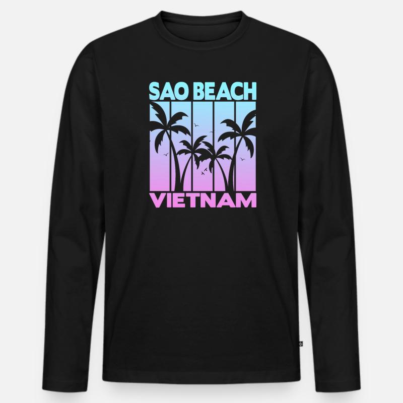 Sao Beach Vietnam - Männer Premium Bio Langarmshirt - Schwarz