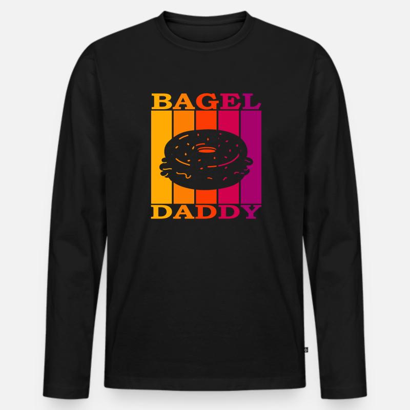 Bagel Daddy - Männer Premium Bio Langarmshirt - Schwarz