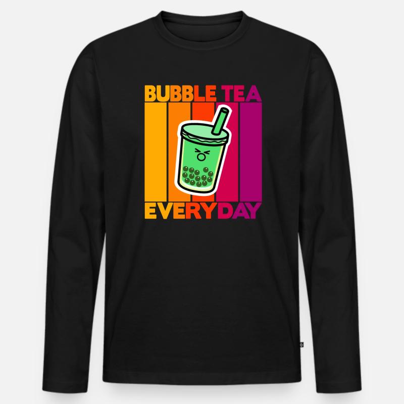 Bubble Tea Everyday - Männer Premium Bio Langarmshirt - Schwarz