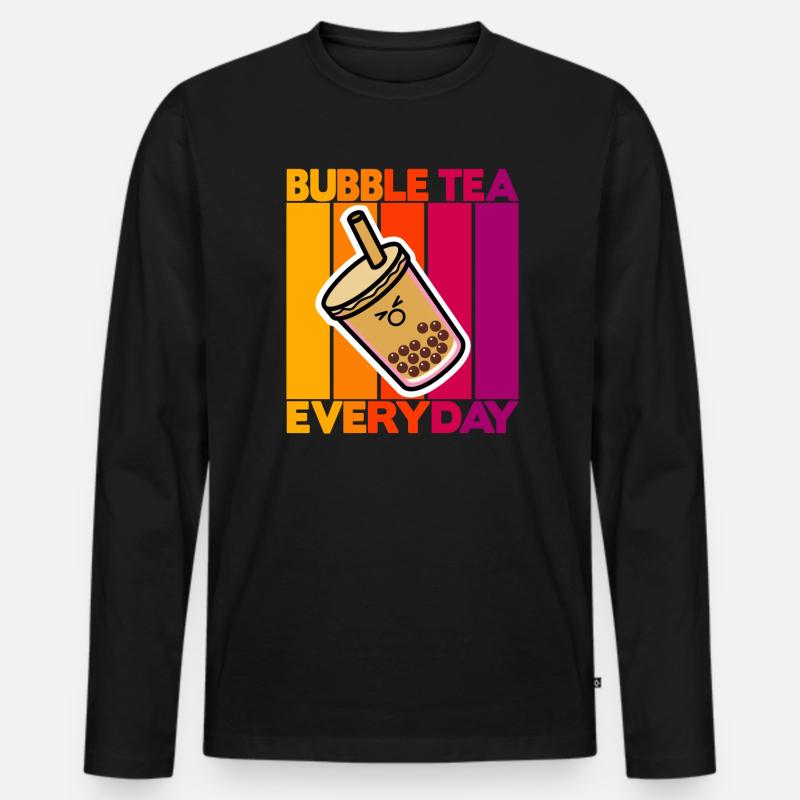 Bubble Tea Everyday - Männer Premium Bio Langarmshirt - Schwarz