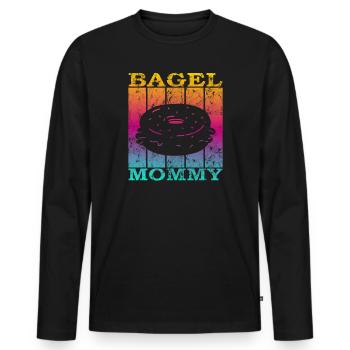 Maman Bagel - T-shirt manches longues Premium bio Homme - noir - Devant - Nico (187cm)