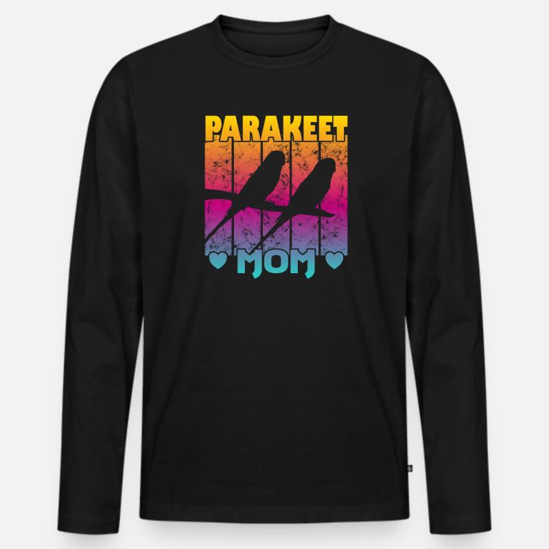 Parakeet Mom - Männer Premium Bio Langarmshirt - Schwarz
