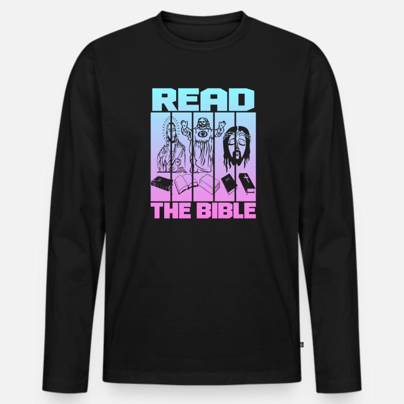 Read The Bible - Männer Premium Bio Langarmshirt - Schwarz