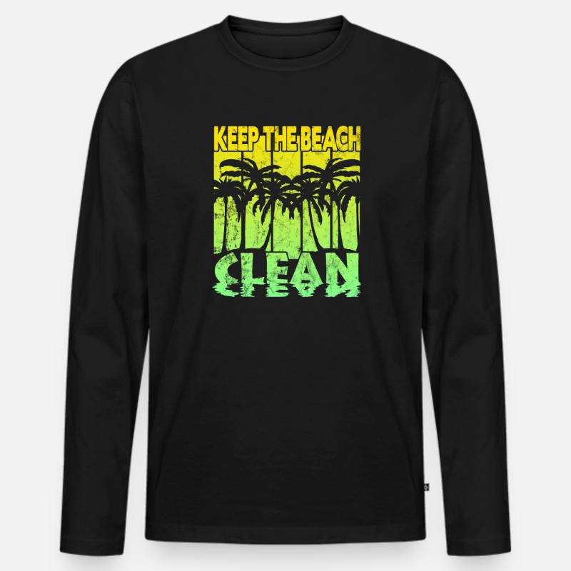 Keep the Beach clean - Männer Premium Bio Langarmshirt - Schwarz