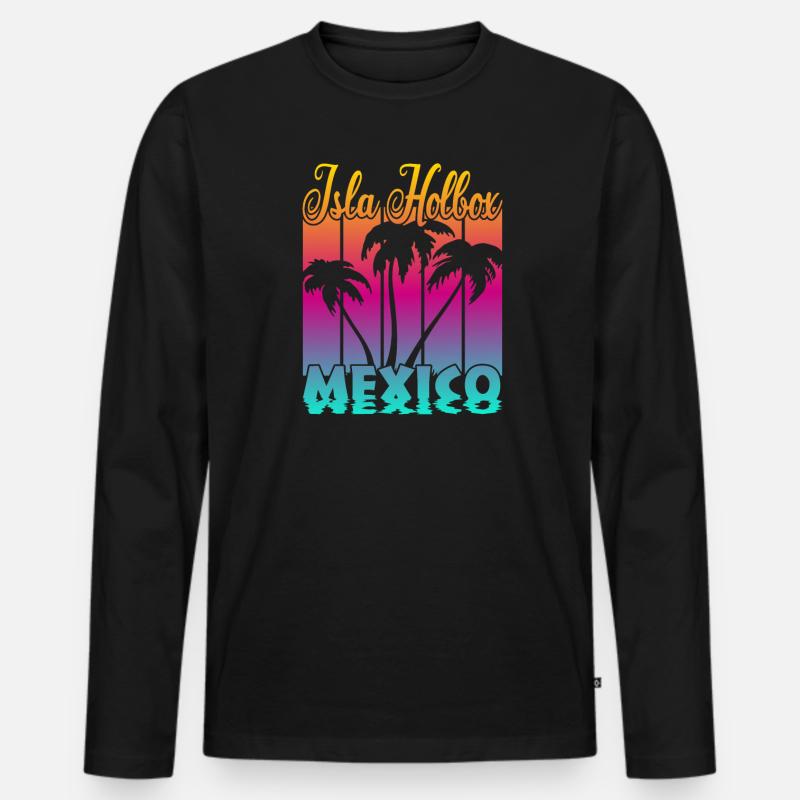 Isla Holbox Mexiko - Männer Premium Bio Langarmshirt - Schwarz