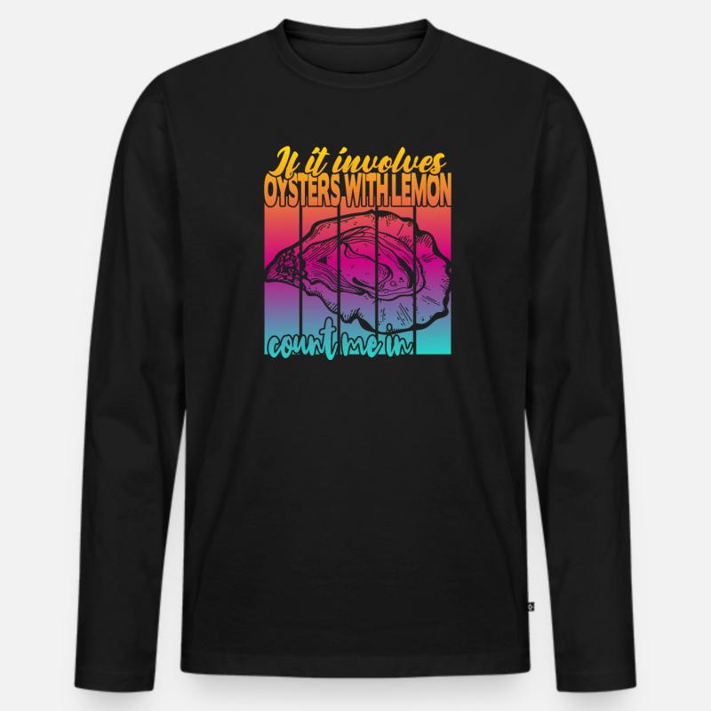 Austern mit Zitrone - Männer Premium Bio Langarmshirt - Schwarz
