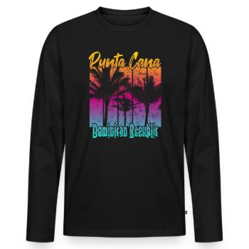 Punta Cana République dominicaine - T-shirt manches longues Premium bio Homme - noir - Devant - Nico (187cm)