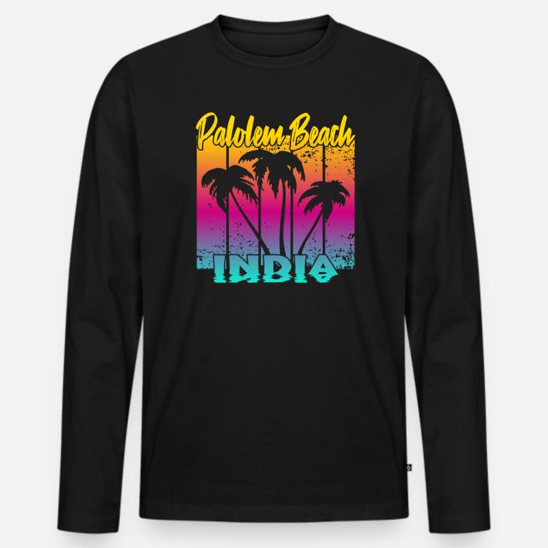 Palolem Beach India - Männer Premium Bio Langarmshirt - Schwarz