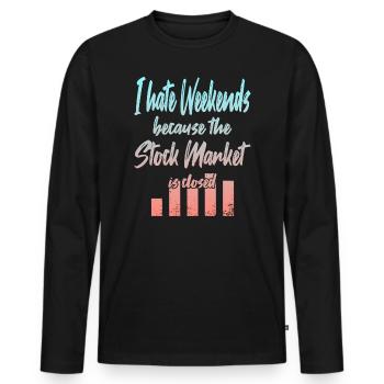 Le marché boursier est fermé - T-shirt manches longues Premium bio Homme - noir - Devant - Nico (187cm)