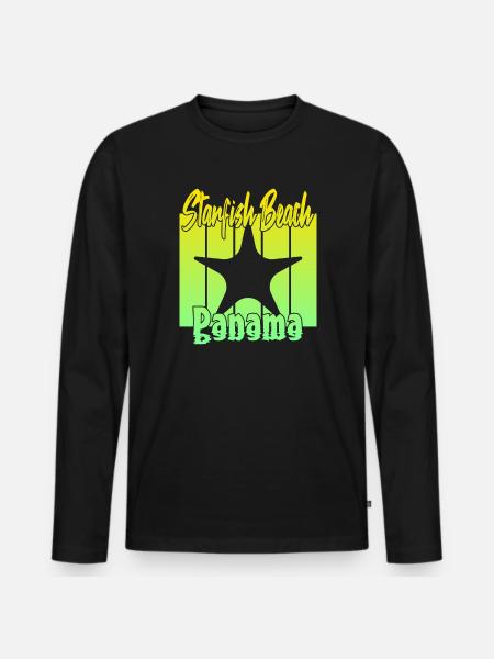 Starfish Beach Panama - Männer Premium Bio Langarmshirt - Schwarz