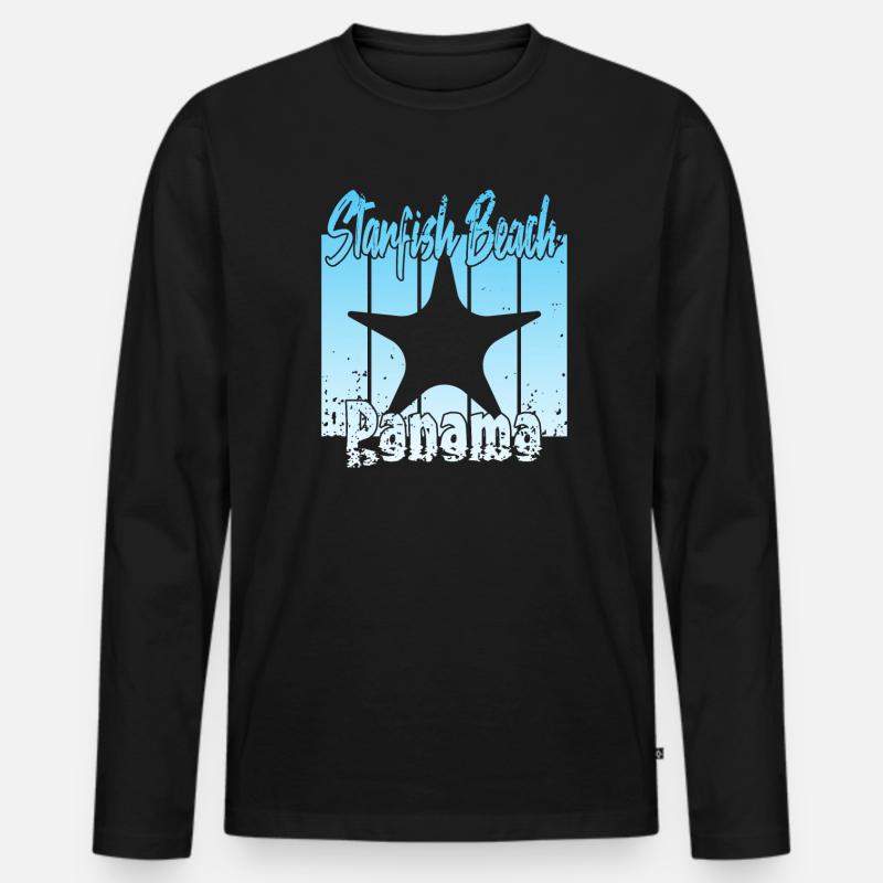 Starfish Beach Panama - Männer Premium Bio Langarmshirt - Schwarz