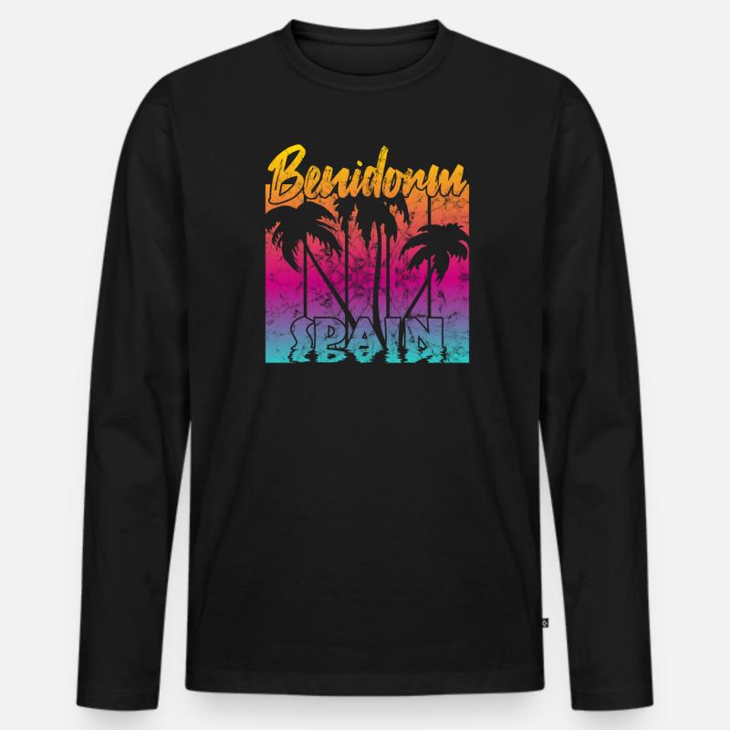 Benidorm Spanien - Männer Premium Bio Langarmshirt - Schwarz