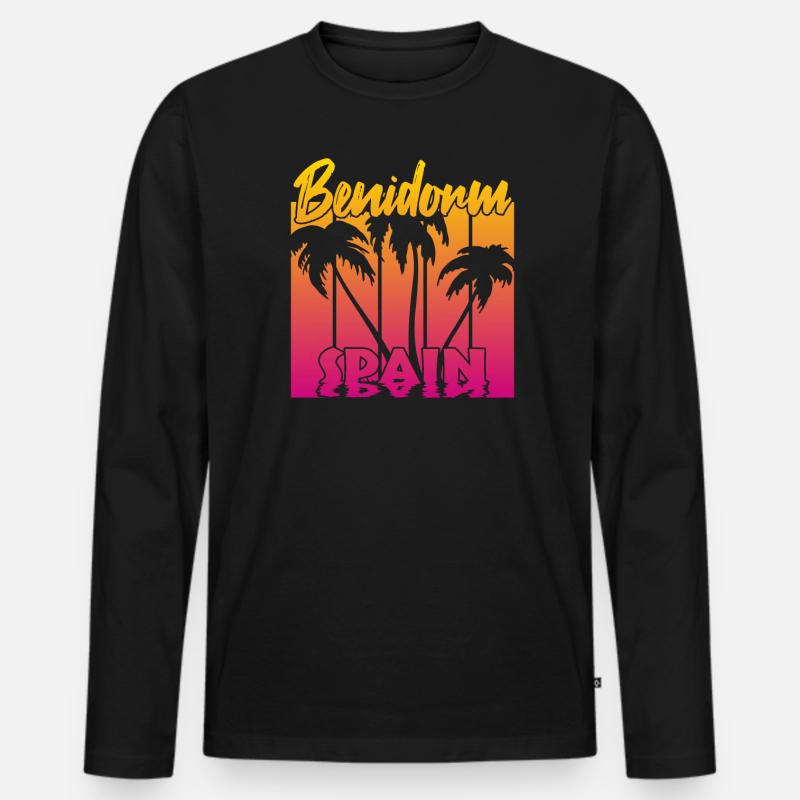 Benidorm Spanien - Männer Premium Bio Langarmshirt - Schwarz