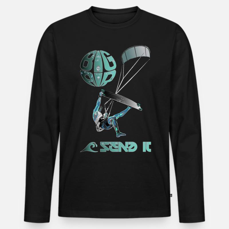 Kiter SEND IT - Männer Premium Bio Langarmshirt - Schwarz