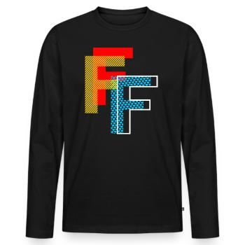 Das F - Männer Premium Bio Langarmshirt - Schwarz - Vorne - Nico (187cm)