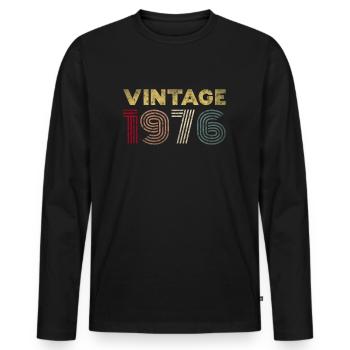 Vintage 1976 Cadeau d’anniversaire 46 ans - T-shirt manches longues Premium bio Homme - noir - Devant - Nico (187cm)