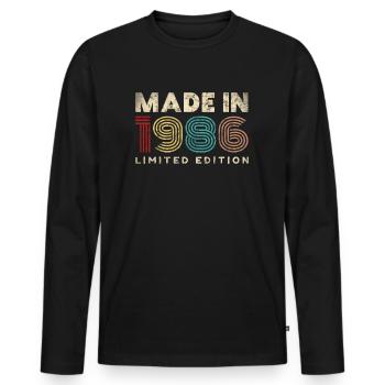 Fabriqué en vintage 1986 cadeau d’anniversaire 36 ans - T-shirt manches longues Premium bio Homme - noir - Devant - Nico (187cm)