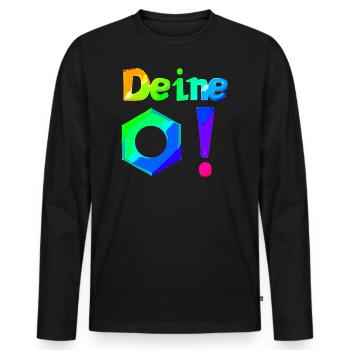 Deine Mutter! | Lustiger Spruch | Beleidigung - Männer Premium Bio Langarmshirt - Schwarz - Vorne - Nico (187cm)