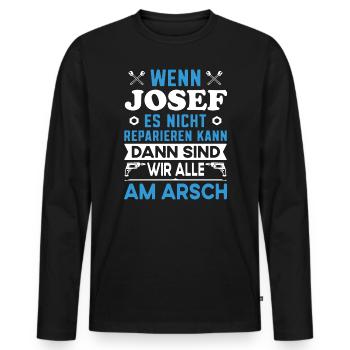 Name Josef reparieren Arbeit Büro lustig Fun - Männer Premium Bio Langarmshirt - Schwarz - Vorne - Nico (187cm)