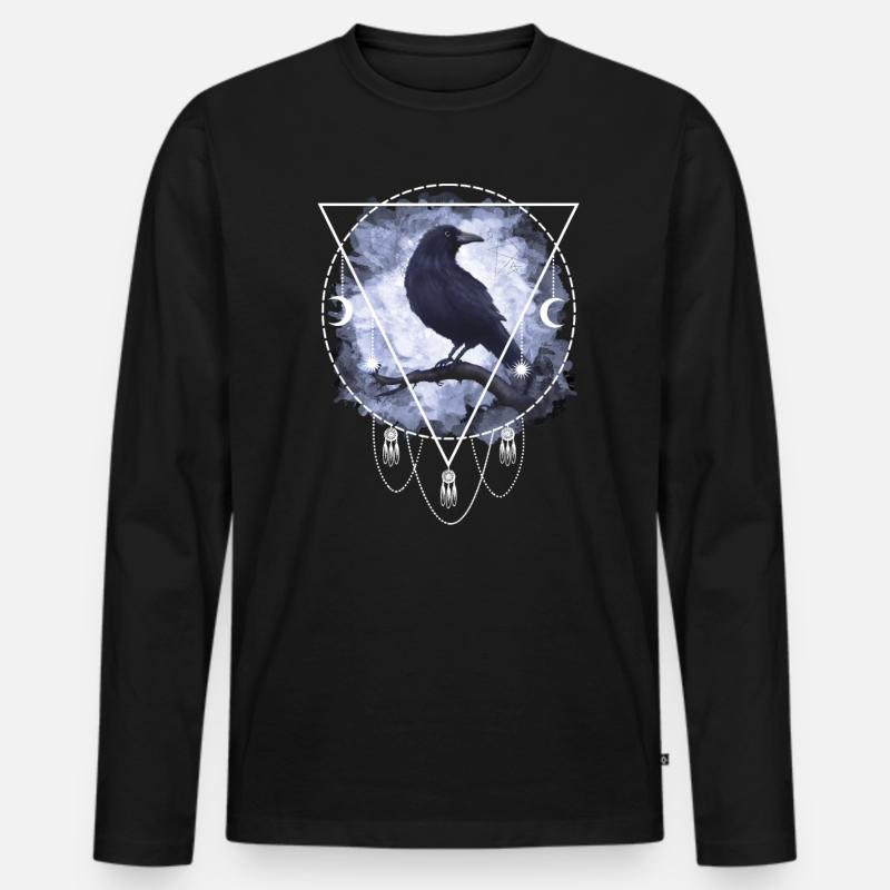 Rabe Krähe Gothic - Männer Premium Bio Langarmshirt - Schwarz