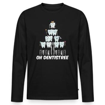 Oh Dentistree Sweet Tooth Arbre de Noël - T-shirt manches longues Premium bio Homme - noir - Devant - Nico (187cm)