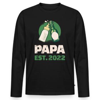 Papa est 2022 - Männer Premium Bio Langarmshirt - Schwarz - Vorne - Nico (187cm)