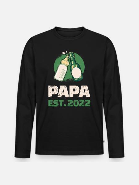 Papa est 2022 - T-shirt manches longues Premium bio Homme - noir